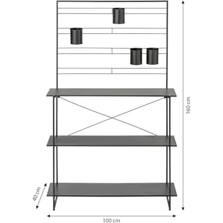 Dehner Pflanztisch Gartenarbeitstisch Provence, 100 x 40 x 160 cm, Metall, schwarz, hochwertiges Pflanzen Regal für Terrasse / Balkon – Bild 4