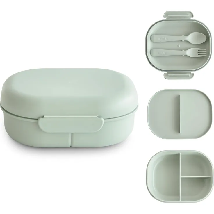 Mushie - Lunchbox Inkl. Besteck - Sage Grün