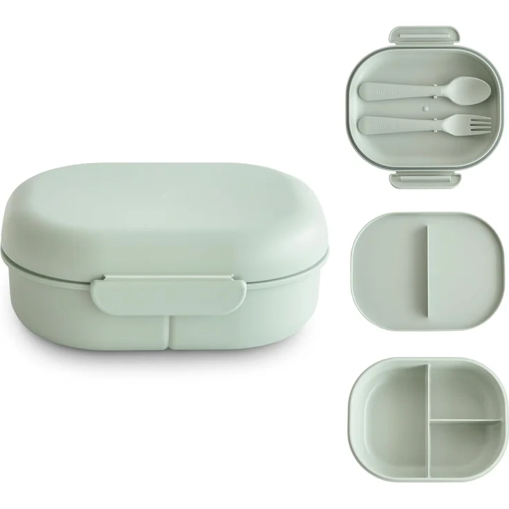 Mushie - Lunchbox Inkl. Besteck - Sage Grün