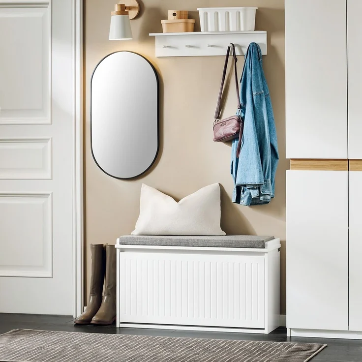 SoBuy FSR98-L-W Schuhbank, MDF, Lackiert, Weiß, 104 x 46 x 36 cm – Bild 10