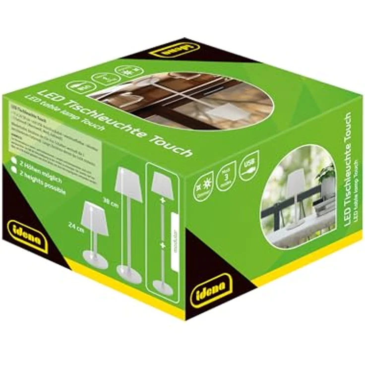 Idena 50124 Touch LED Tischlampe, dimmbar, 2 Höhen, USB-Anschluss, weiß – Bild 7