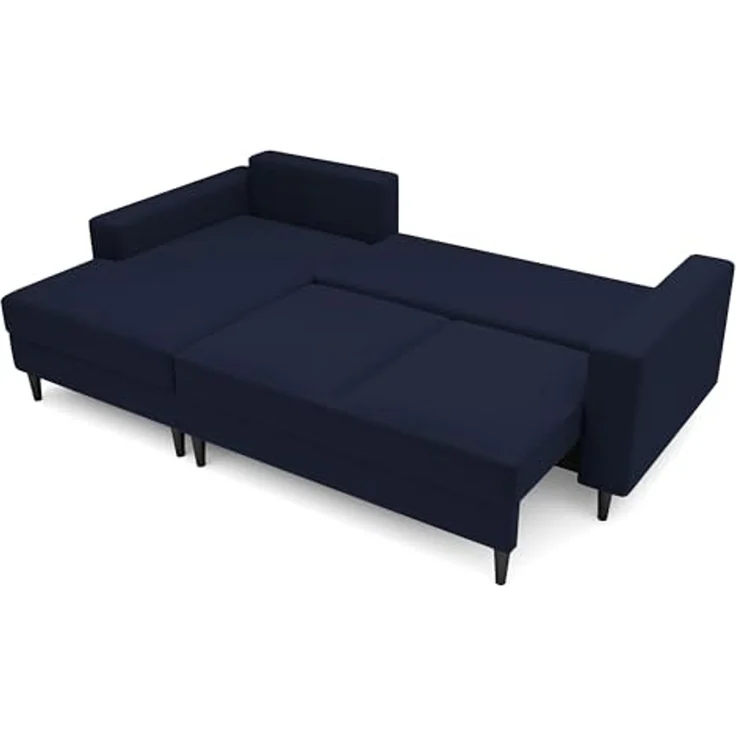 Selsey - Nalika L-förmiges Eckschlafsofa mit einem Behälter aus marineblauem hydrophobem Velours auf der linken Seite – Bild 5