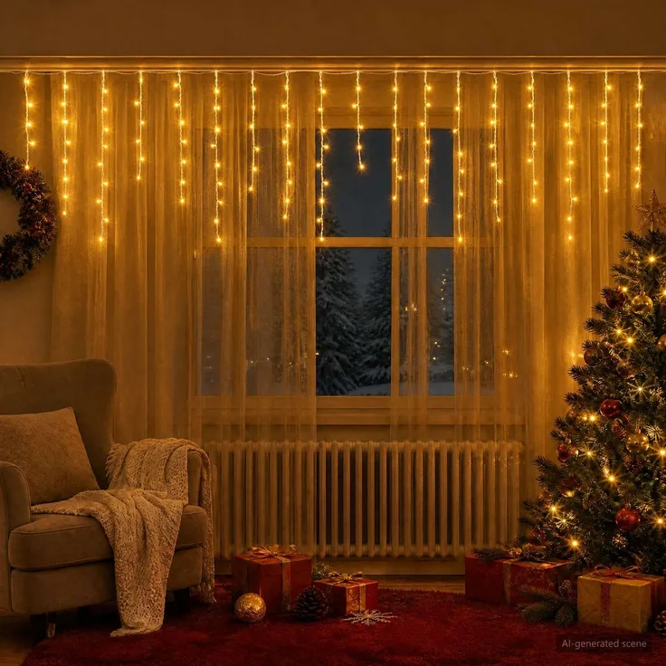 vidaXL Lichtervorhang 210 LEDs Warmes Weiß 500 x 72 cm 42053480