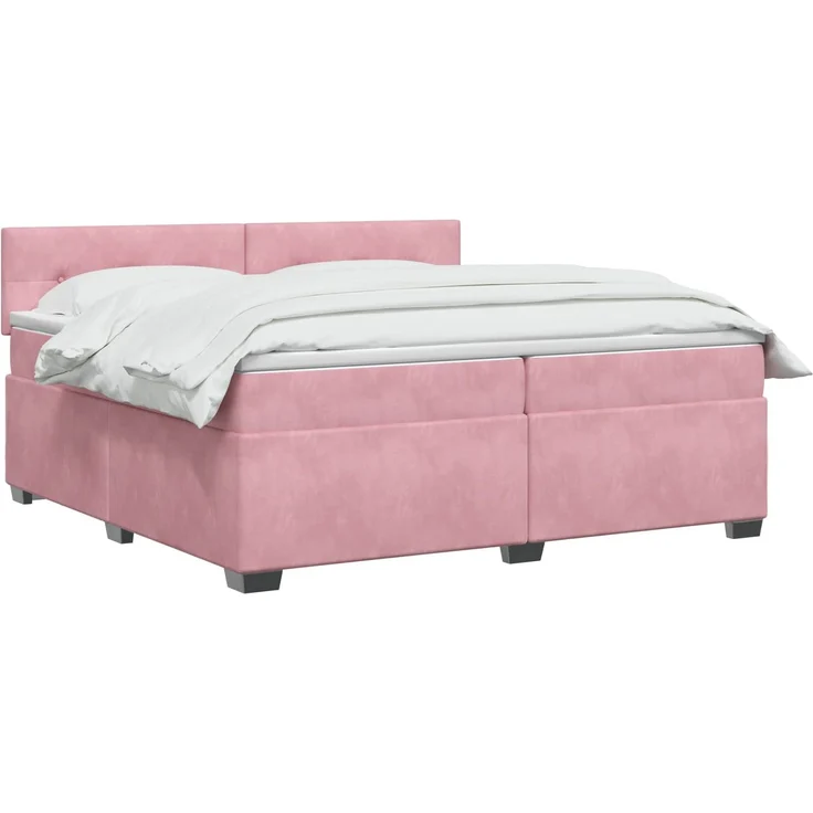 vidaXL Boxspringbett mit Matratze mit Kopfteil Rosa 200 x 200 cm Samt 3450787 – Bild 3