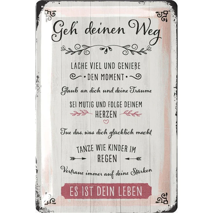 LANOLU Blechschild Geh Deinen Weg - 20x30cm – Metall – Mehrfarbig – 20214 – Bild 1