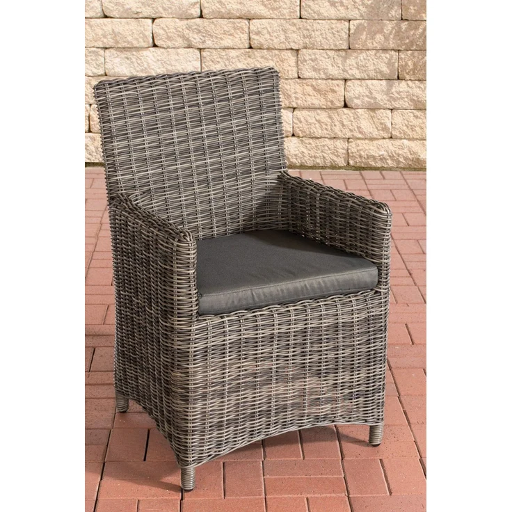 CLP Polyrattan Gartenstuhl Fontana 5mm,grau-meliert anthrazit – Bild 1