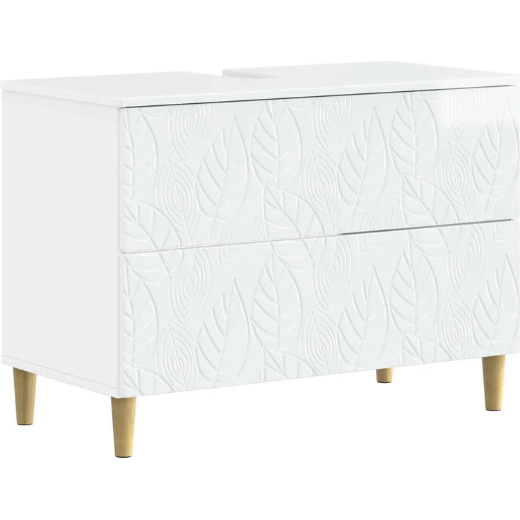 vidaXL 2-teiliges Badezimmer Schrank Set DELFT Hochglanz Weiß 3417544 – Bild 2