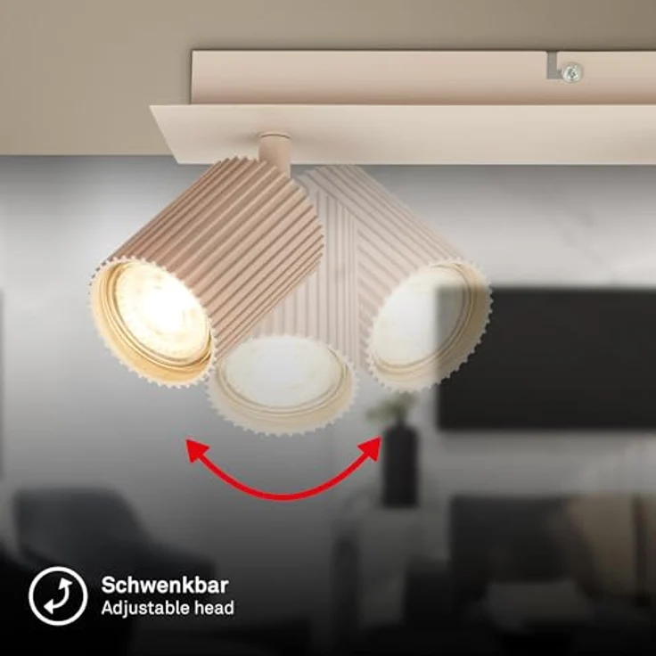 BRILONER 3-flammige Deckenlampe schwenkbar, GU10 Fassung max. 9W, Beige, moderne Deckenleuchte für Wohnzimmer, Schlafzimmer, Küche, 45 cm – Bild 5