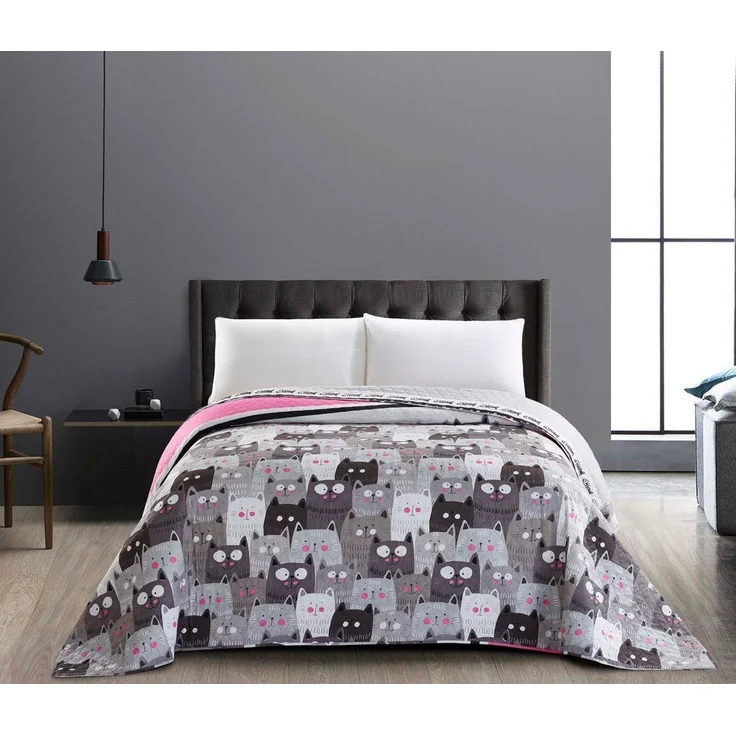 DecoKing Tagesdecke Bettüberwurf Colors - Luxus Tagesdecke mit Wendedesign Cats invasion – Bild 4