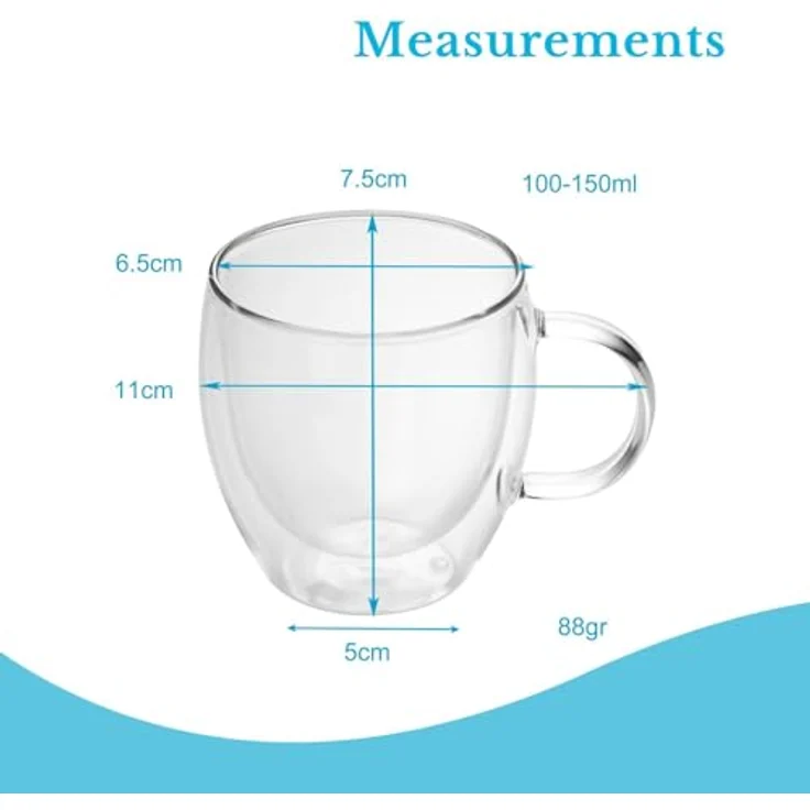 Intirilife Thermoglas, 4-tlg, Glas, Gläser Set Thermoglas Teeglas Kaffeeglas 100ml Doppelwandig (4-tlg) – Bild 4