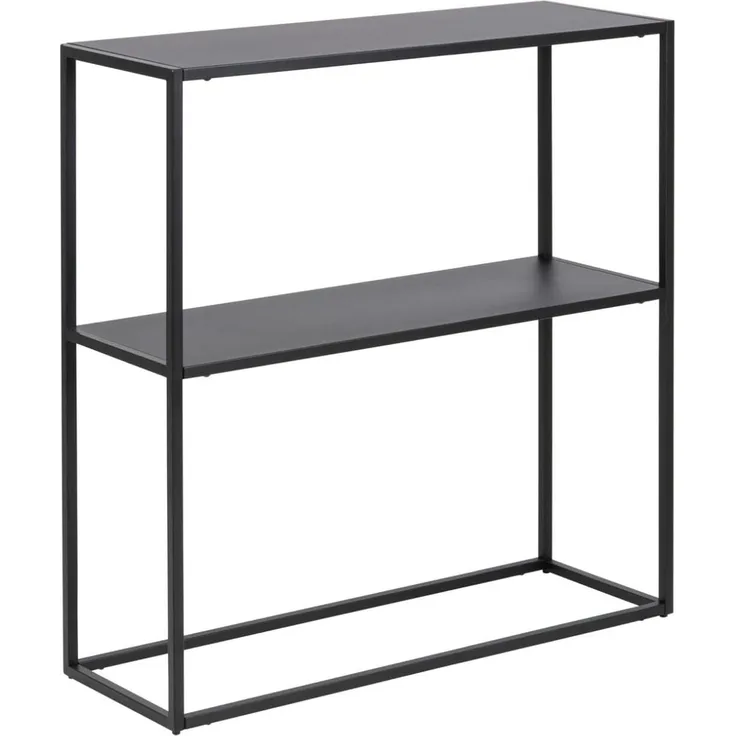 Regal NEWTON Metall schwarz matt, mit 2 Böden, ca. 79,5 x 80,5 x 26 cm