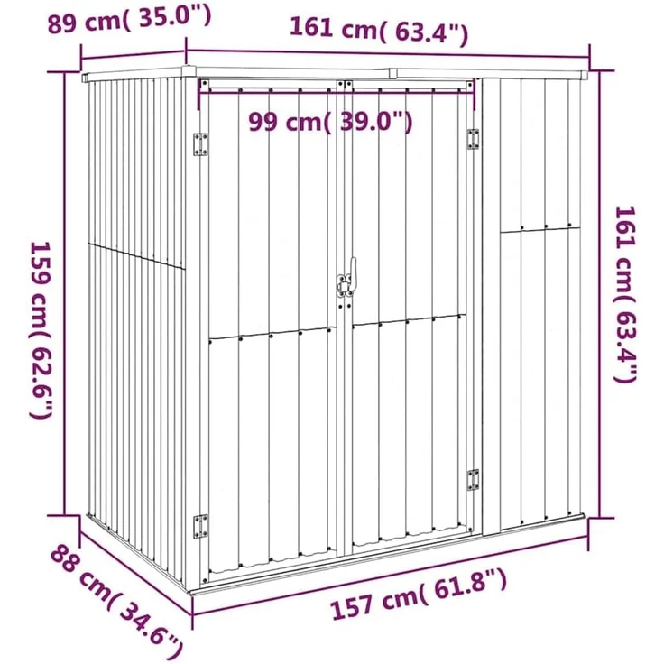 vidaXL Gerätehaus Grau 161x89x161 cm Verzinkter Stahl 316210 – Bild 3