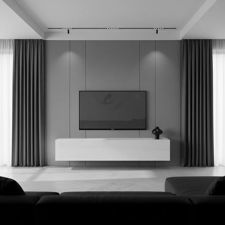 InnoFurn Lowboard Lia hängendes Tv-Board (hängender Fernsehschrank, Weiß matt/Weiß Hochglanz (38,5 x 165 x 30 cm), hängendes Tv-Board, Moderner Fernsehschrank 165 cm lang Fernsehtisch – Bild 2