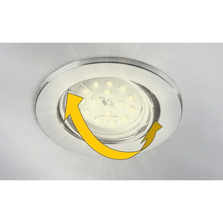 TRANGO LED Einbauleuchte, Dimmfunktion, 6er Set 6729-069MOSD LED Einbaustrahler in Aluminium gebürstet Rund incl. 6x 5 Watt 3 Stufen dimmbar Ultra Flach LED Modul 3000K warmweiß, Warmweiß, Deckenspot, Einbauspot, Deckenleuchte – Bild 8