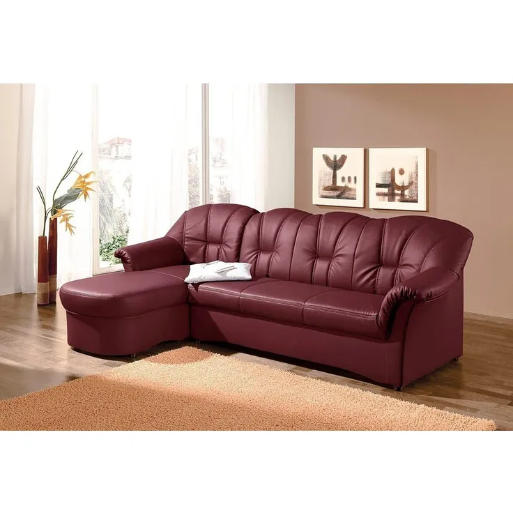 DOMO collection Ecksofa Papenburg, zeitlose Rückensteppung, elegante Formensprache, L-Form, in großer Farbvielfalt, wahlweise mit Bettfunktion