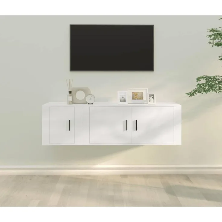 vidaXL 2-tlg. TV-Schrank-Set Weiß Holzwerkstoff 3188422