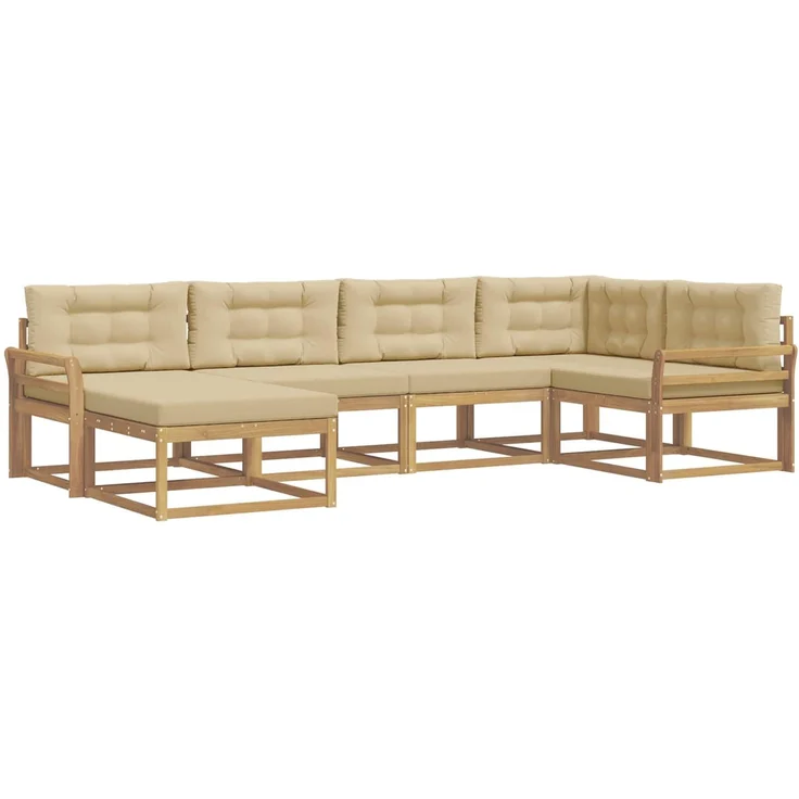 vidaXL Outdoor-Sofagarnitur 6 stk. 6-Sitzer Weiß und Beige Polyester 3386692 – Bild 2