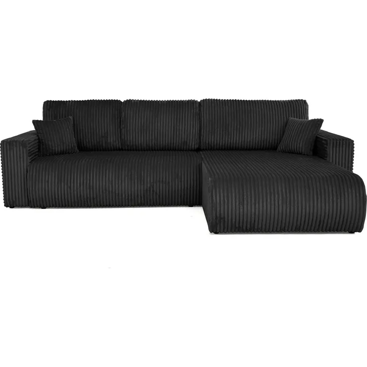 Beautysofa Ecksofa Porto, universelle Ottomane, Bettfunktion und Bettkasten, 288 cm breit, Tilia-Stoff in eleganter streifiger Optik