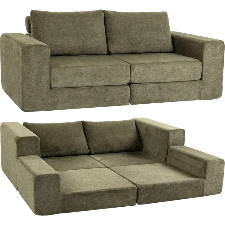 HOMCOM Schlafsofa, Polyester, Grün, 208 x 181 x 58 cm