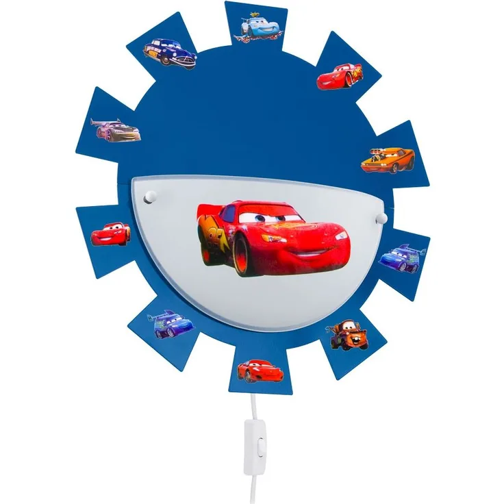 Nachtlicht, Kinderzimmer, blau, weiß, Cars Sticker, D 35cm