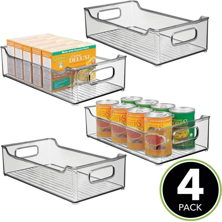 mDesign Kühlschrankbox Aufbewahrung Organizer stapelbar Griffe 4er-Set Rauchgrau – Bild 3