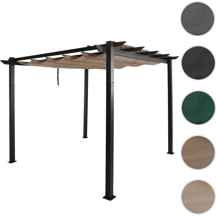 Mendler 'HWC-N93' Pergola, stabiles 8cm-Gestell mit Schiebedach UV50+ 3x3 m, Aluminium, Creme – Bild 10