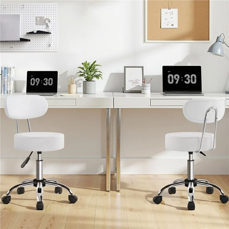 Yaheetech Drehhocker 75,5 cm – 85 cm Höhenverstellbarer Barstuhl, Arbeitshocker mit 360° Drehbarer Sitzfläche & Rückenlehne – Bild 2