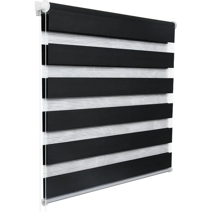 WOLTU Doppelrollo Klemmfix ohne Bohren Anthrazit 150x80 cm (LxB), Duo Rollo Zebrarollo Fensterrollo Klemmrollo Seitenzugrollo Easyfix lichtdurchlässig & verdunkelnd Rollos für Fenster und Tür – Bild 1