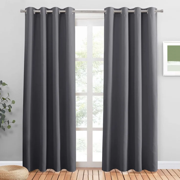 PONY DANCE Verdunkelungsvorhang Grau Thermovorhang Hitzeschutz Ösenschal Blickdicht 2er Set H 210 x B 132 cm Wohnzimmer Vorhänge Wärmeisolierend Thermogardine | 2er Set, Grau, Gardinen Blickdicht, Ösenschal, Thermovorhang Hitzeschutz, für Wonzimmer, Si...