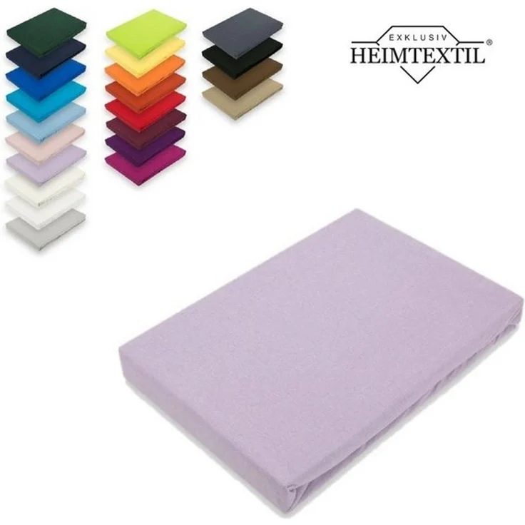 EXKLUSIV HEIMTEXTIL Jersey Spannbettlaken Premium 120 x 200 cm Flieder 100% Baumwolle Öko - Tex Zertifiziert Bed-Sheet Bettlaken Spannbetttuch Topper Leinentuch – Bild 4