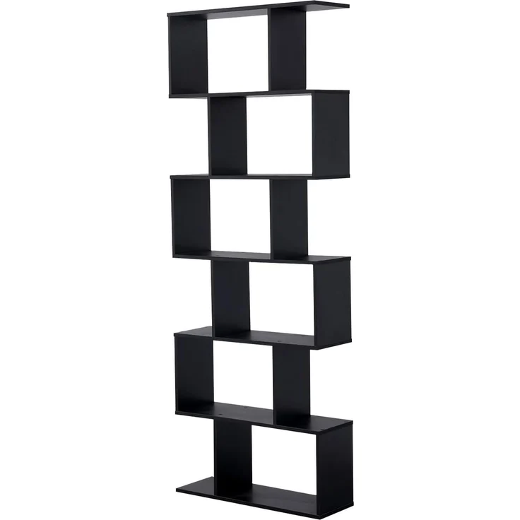 Happy Garden Bücherregal im modernen Stil 6 Regale schwarz Virginia. Aufbewahrungsmöbel für Wohnzimmer, Schlafzimmer oder Büro. Regale für Bücher. – Bild 1