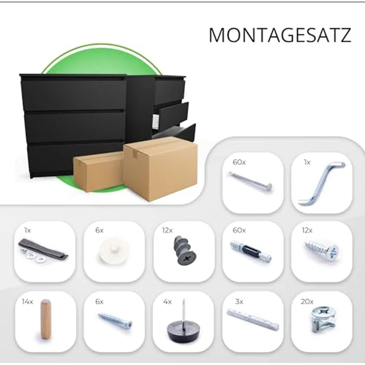 CDF Kommode mit Schublade Schwarz Schrank Schubladenschrank 3 Schubladen Malm Kommode viel Stauraum Geeignet für Wohnzimmer Schlafzimmer Komodenschrank Organizer Kleidung 40T x 70B x 75H cm – Bild 6
