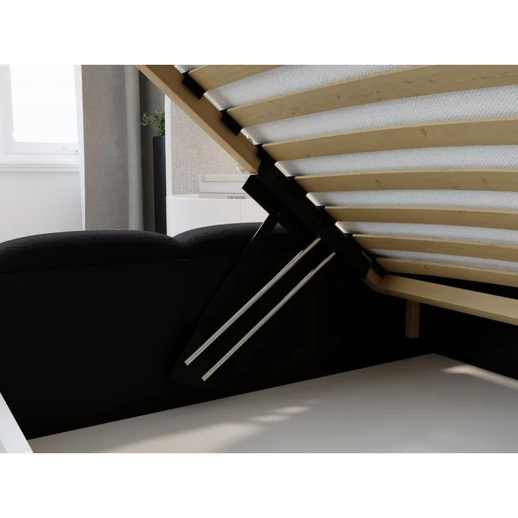 GRAINGOLD Modo Polsterbett 120x200, Doppelbett mit Kopfteil, groß Stauraum, Velour-Stoff, Schwarz – Bild 6