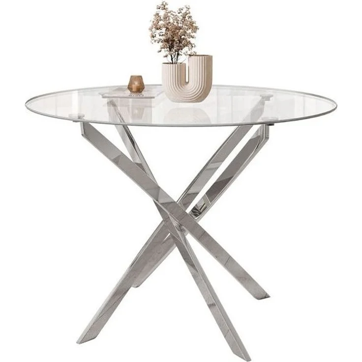 Lookway Esstisch CRISTAL 100 cm Runder Esstisch mit Glasplatte, Durchmesser Ø 100 cm – Bild 4