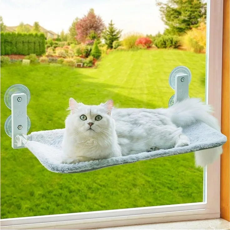 FELIXLEO Katzenliege Katzen Hängematte Fensterplatz 54x30 cm Klappbar mit Saugnäpfen