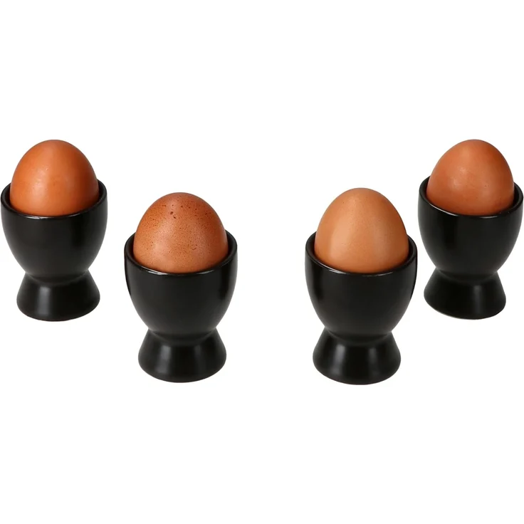 MamboCat Eierbecher 4x Nero Eierbecher schwarz Steingut Frühstück Brunch Buffet – Bild 2