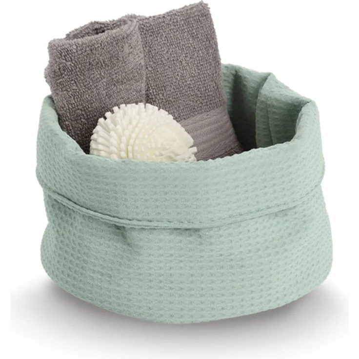 ZELLER 14531 Aufbewahrungskorb Ø 20 cm in MINT Waffelpiqué, Polyester / Korb – Bild 2