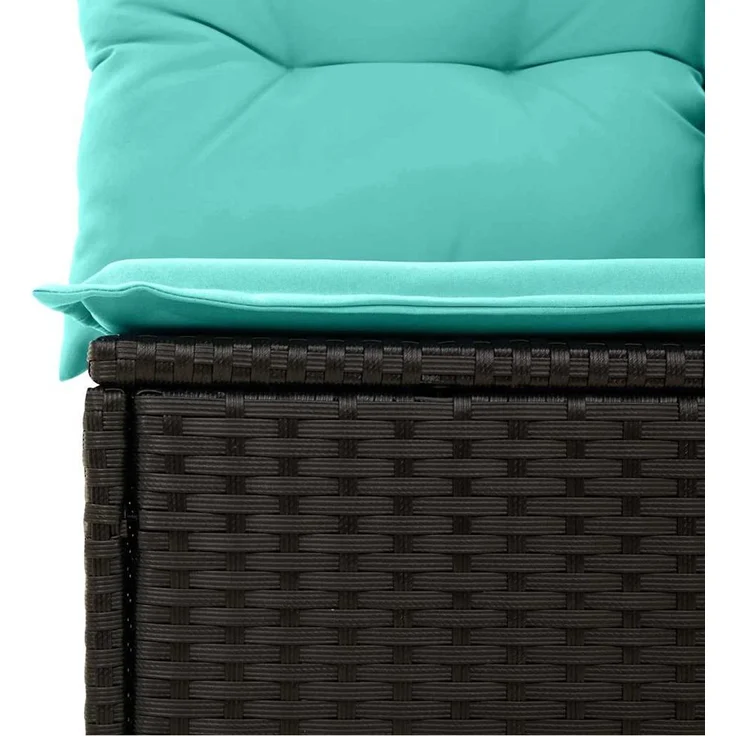 vidaXL Gartensofa-set 4 Stk. Schwarz und Türkis Poly-Rattan 3354695 – Bild 8