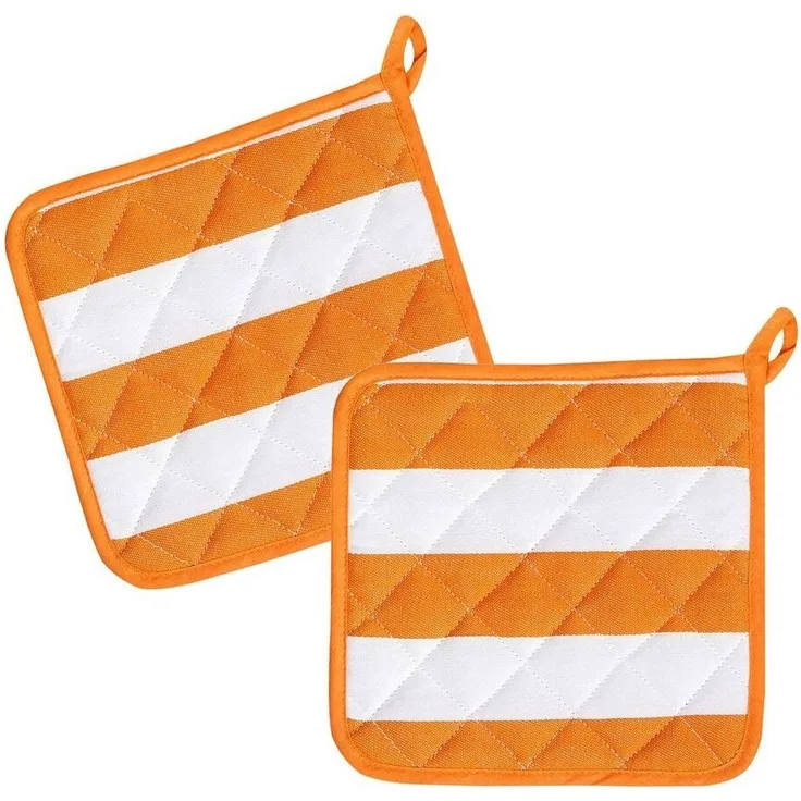 Kracht Topflappen Blockstreifen, (Set, 2-tlg, Set), 2er Set Topflappen, wattiert, ca. 22x22 cm