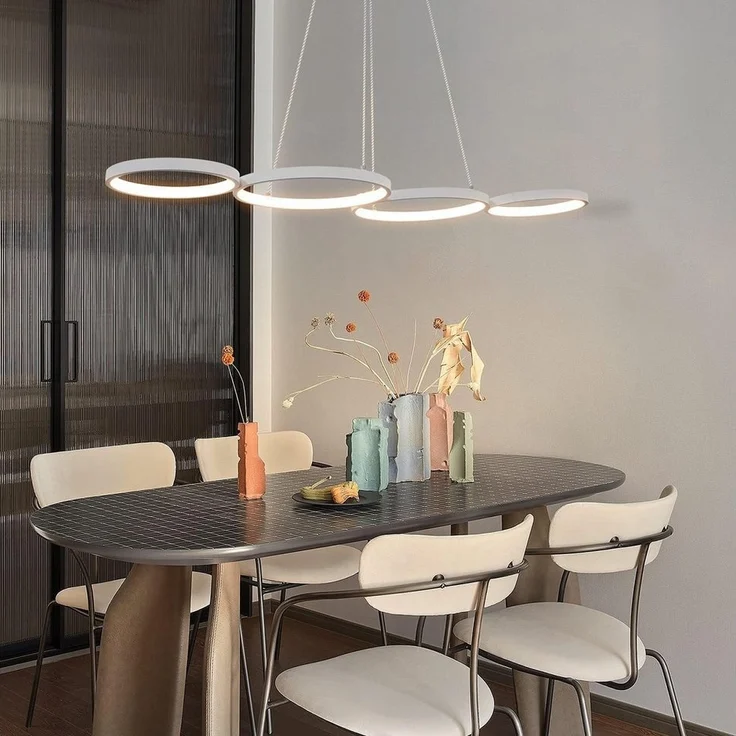 Nettlife LED Pendelleuchte Esszimmer Dimmbar mit Fernbedienung Weiß 54 W 88CM, Höhenverstellbar, LED fest integriert, Warmweiß Neutralweiß Kaltweiß, Wohnzimmer Schlafzimmer – Bild 3