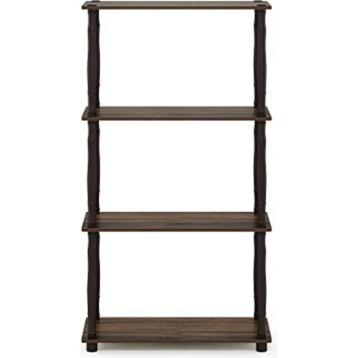 Furinno 4-Ebenen Mehrzweck-Regal mit klassischen Rohren, holz, Walnuss/Braun, 29. 46x59. 94x109. 86 cm – Bild 6