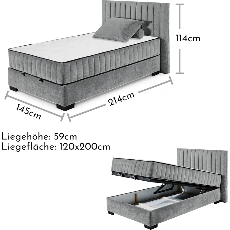 ED EXCITING DESIGN Boxbett Nagol, mit Bettkasten, mit Wendematratze, erhältlich in verschiedenen Breiten