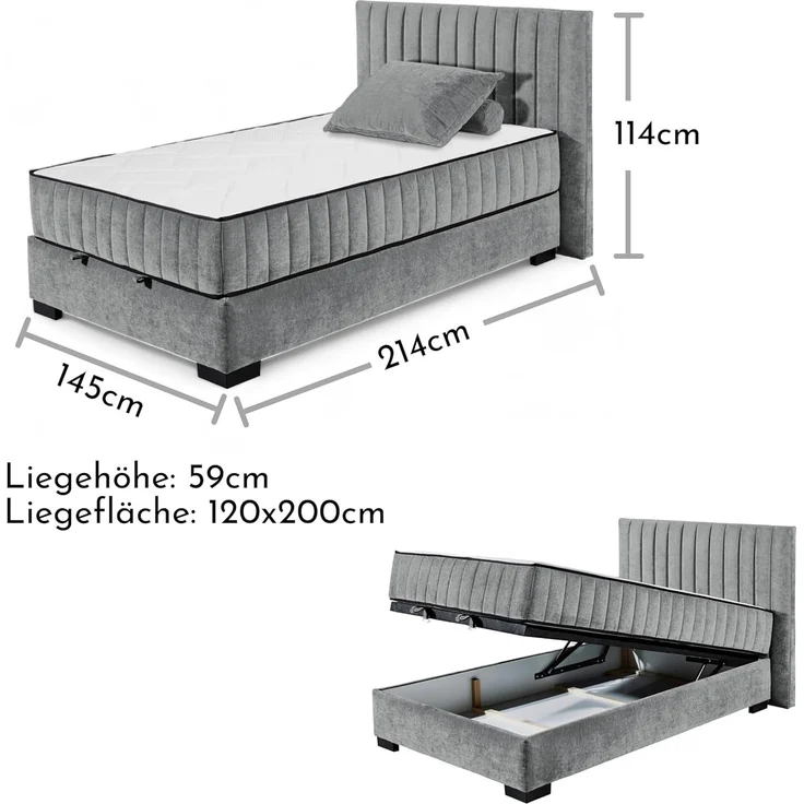 ED EXCITING DESIGN Boxbett Nagol, mit Bettkasten, mit Wendematratze, erhältlich in verschiedenen Breiten – Bild 1