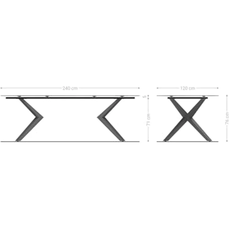 Esstisch Edge Boot 240x120 Reliefglas Perlmutt 3D-Design Zenthara kantig Metall Weiß – Bild 6