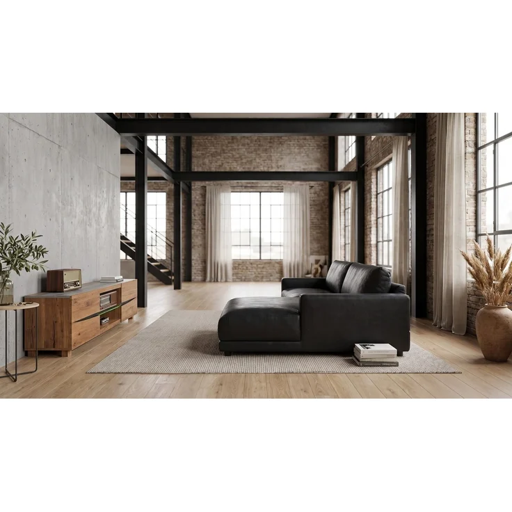 KAWOLA Sofa MARLIN Ecksofa Lederfaserstoff schwarz Longchair rechts 80 x 168 x 262 cm – Bild 5