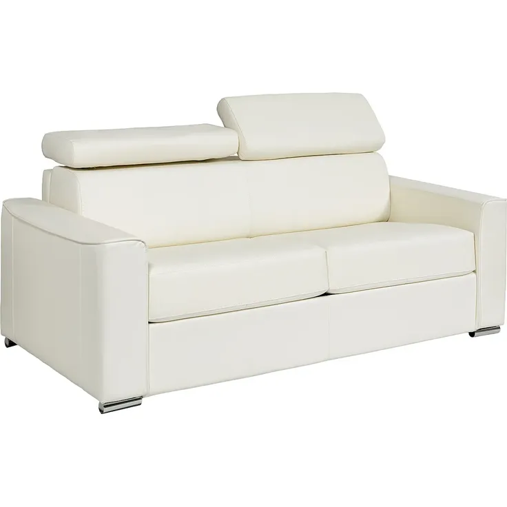 Vente-unique - VIZIR - Schlafsofa - Plastik - Kunststoff (PVC), Metall - Weiß - 216 x 223 x 110 cm