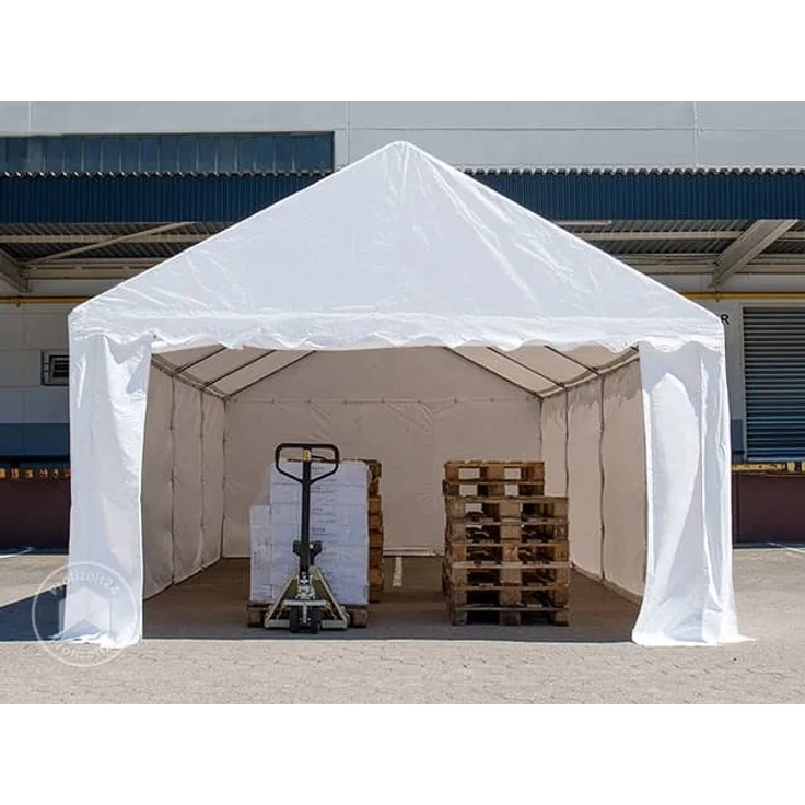 TOOLPORT Lagerzelt 5x10 m Zelthalle Unterstand Weidezelt PVC Plane 700 N wasserdicht in weiß – Bild 3