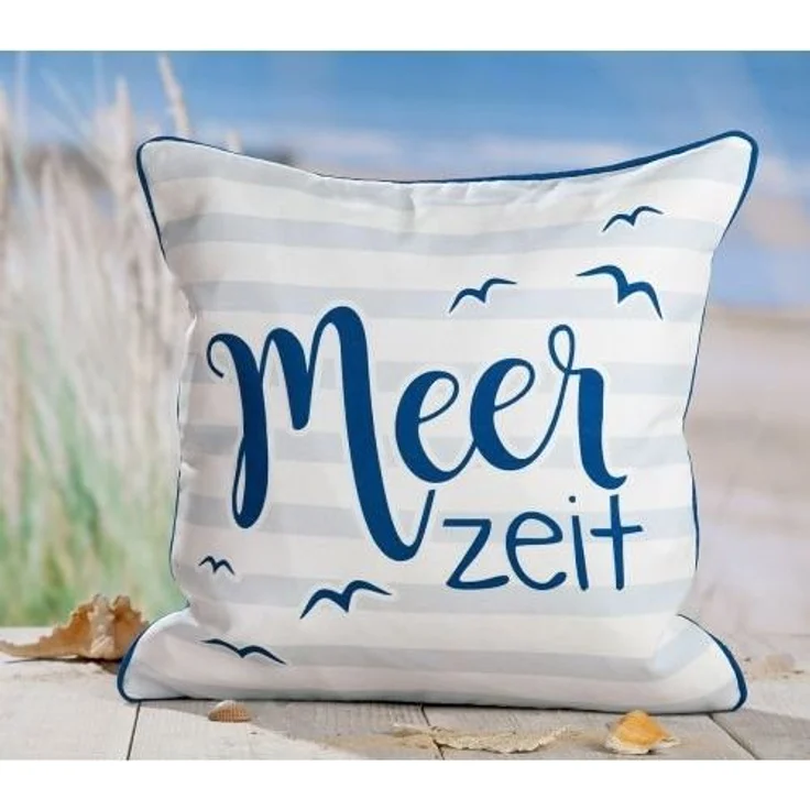 Kissen Meerzeit blau /weiß, Rückseite blau – Bild 5
