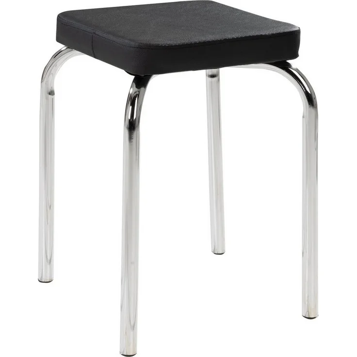 HAKU Sitzhocker Stapelhocker, B 36 cm, T 36 cm, H 47 cm (1 St), Schwarz, stapelbar, Chromgestell
