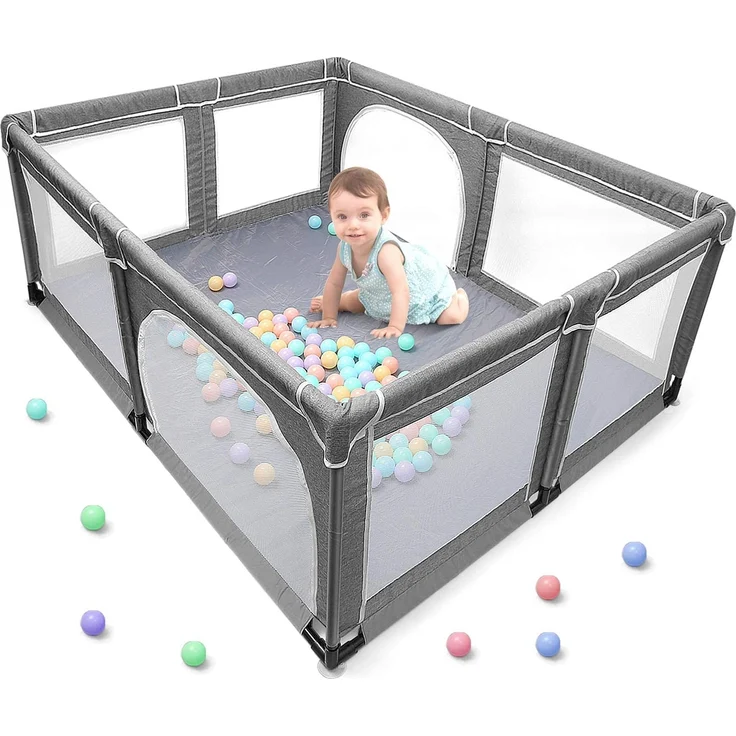 YOBEST baby laufgitter, XXL laufstall baby, Aktivitätszentrum für Kinder im Innen- und Außenbereich mit Rutschfester Basis, Stabiler Schutzgitter für Kindern – Bild 1